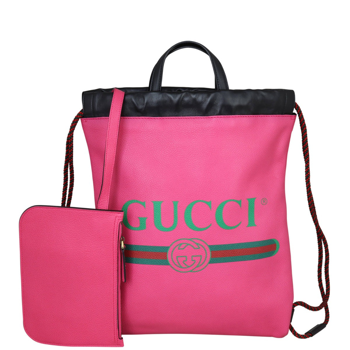 Gucci Leather Logo Drawstring Backpack Small