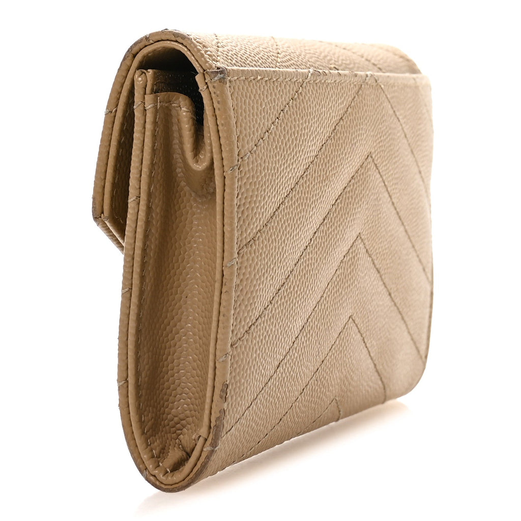 Grain De Poudre Matelasse Chevron Small Monogram Envelope Wallet Dark Latte