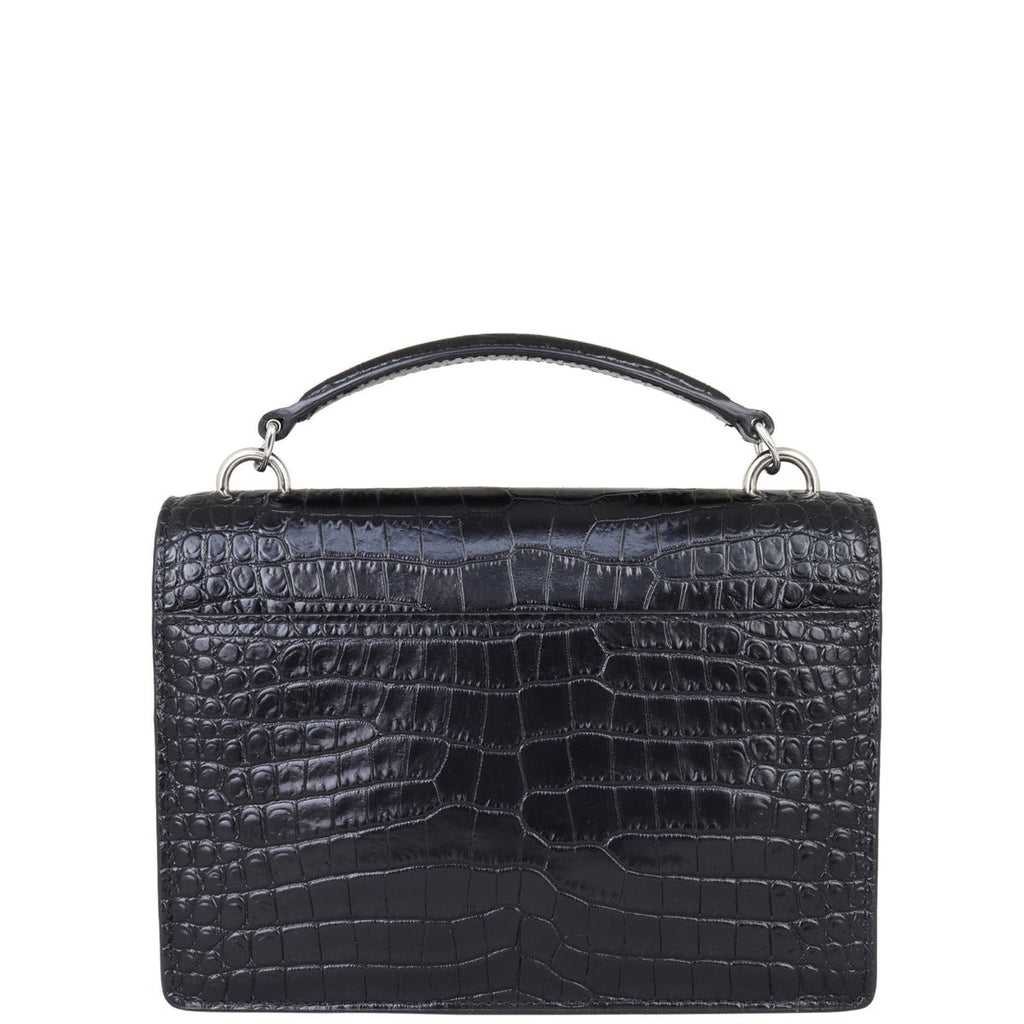 Saint Laurent Sunset Chain Wallet Croc Embossed