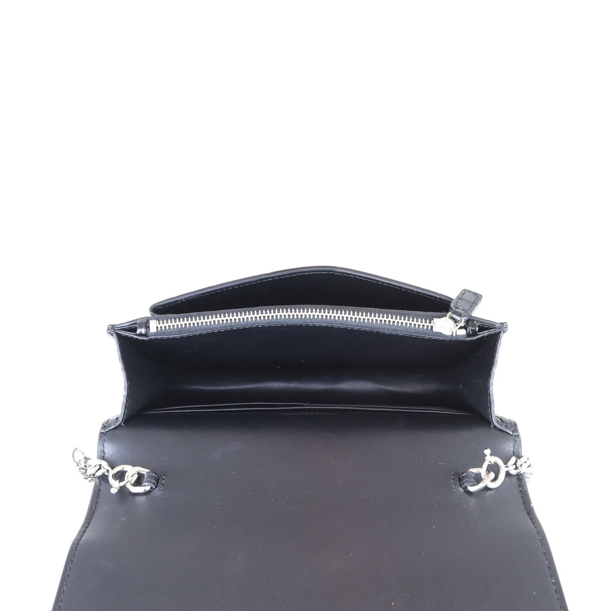 Saint Laurent Sunset Chain Wallet Croc Embossed