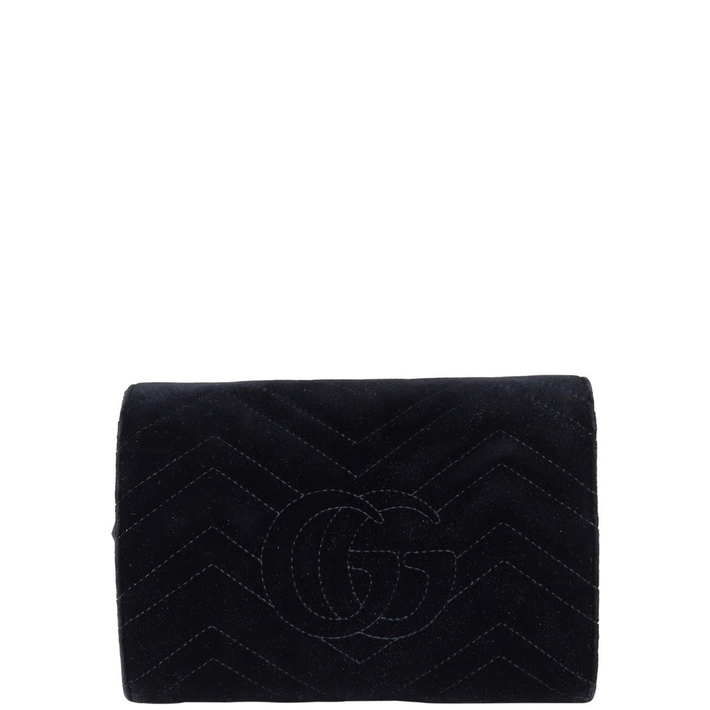 Gucci GG Marmont Matelasse Velvet Chain Wallet