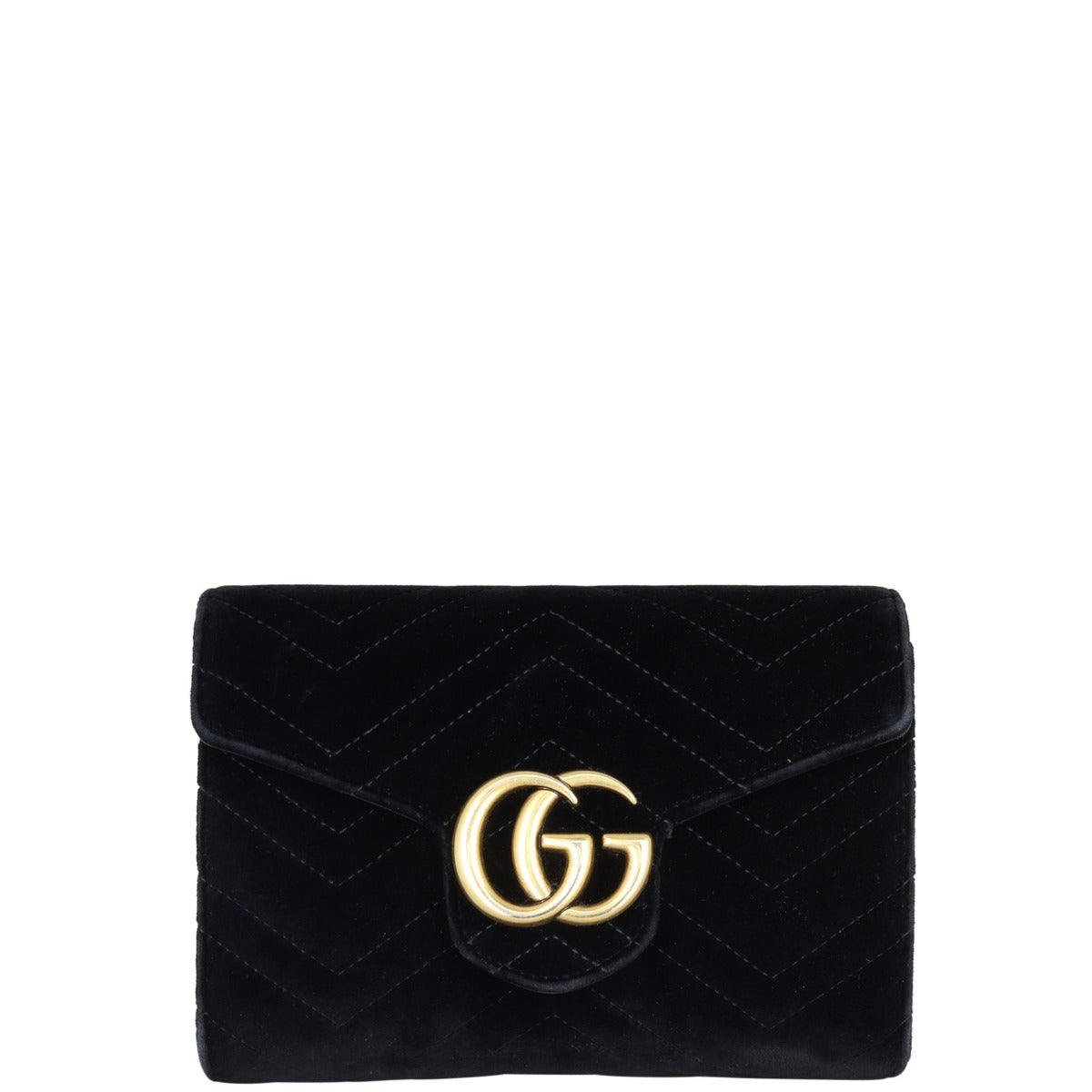 Gucci GG Marmont Matelasse Velvet Chain Wallet