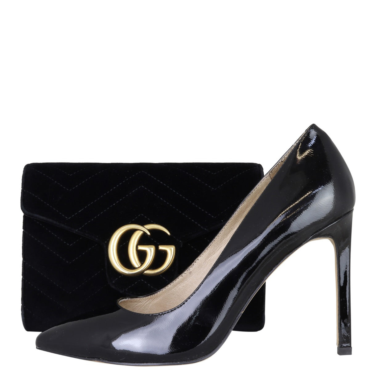 Gucci GG Marmont Matelasse Velvet Chain Wallet