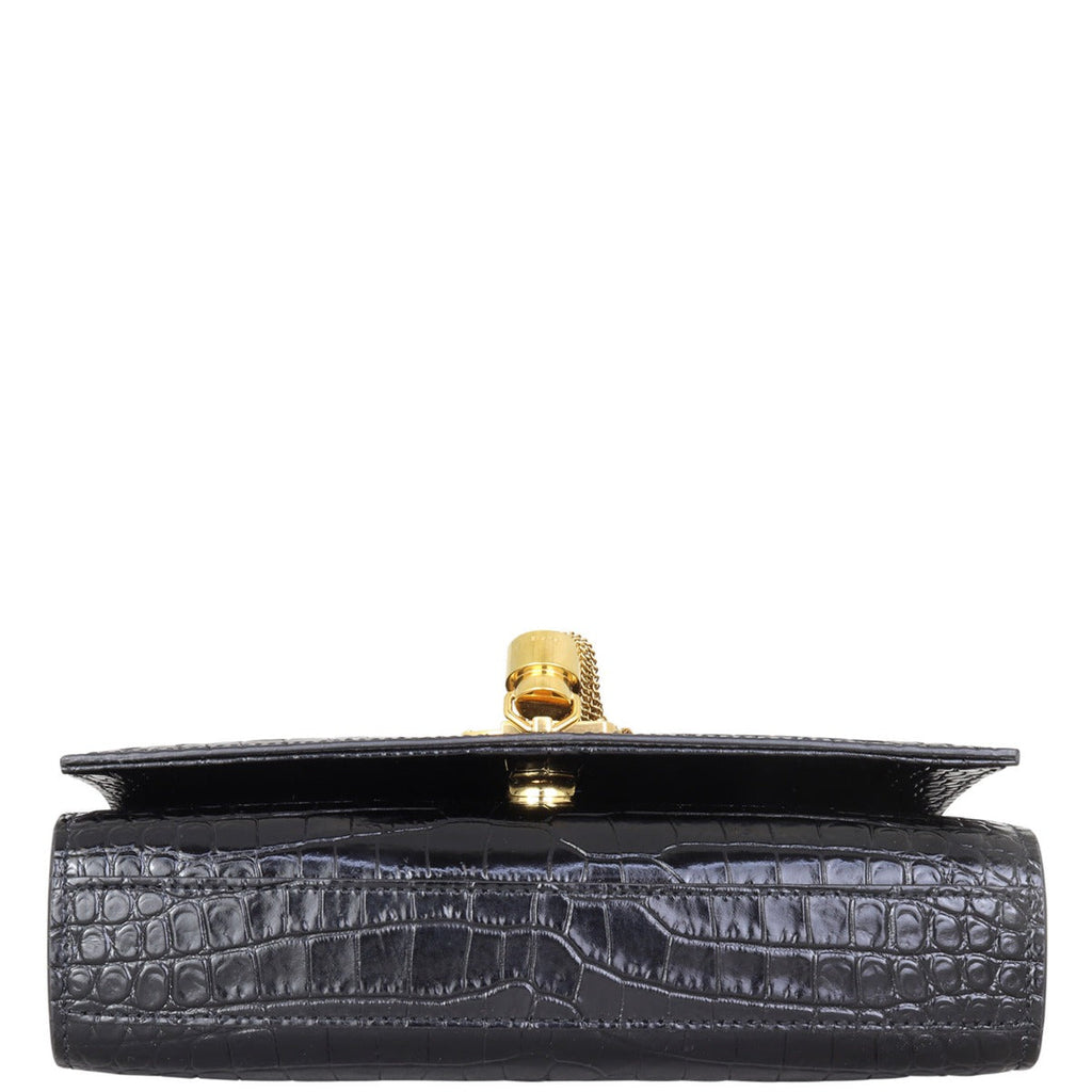 Saint Laurent Kate Tassel Chain Bag Small Croc Embossed