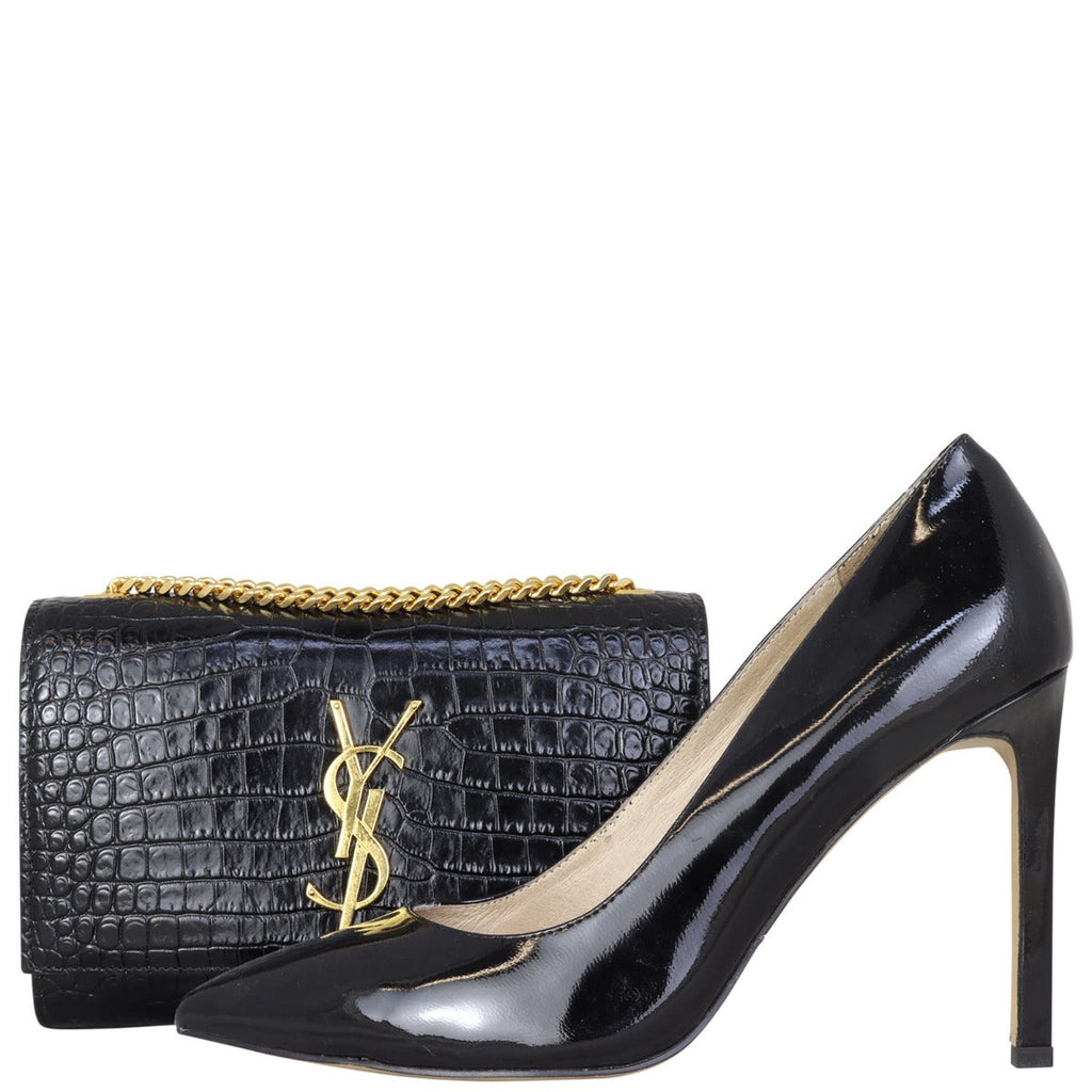 Saint Laurent Kate Tassel Chain Bag Small Croc Embossed