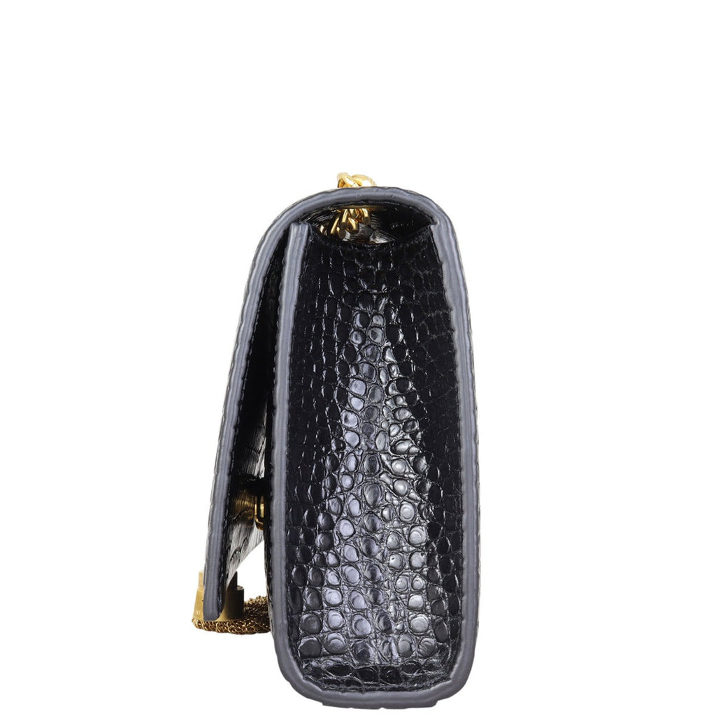 Saint Laurent Kate Tassel Chain Bag Small Croc Embossed