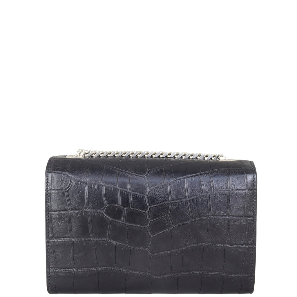 Saint Laurent Kate Tassel Chain Bag Small Croc-Embossed