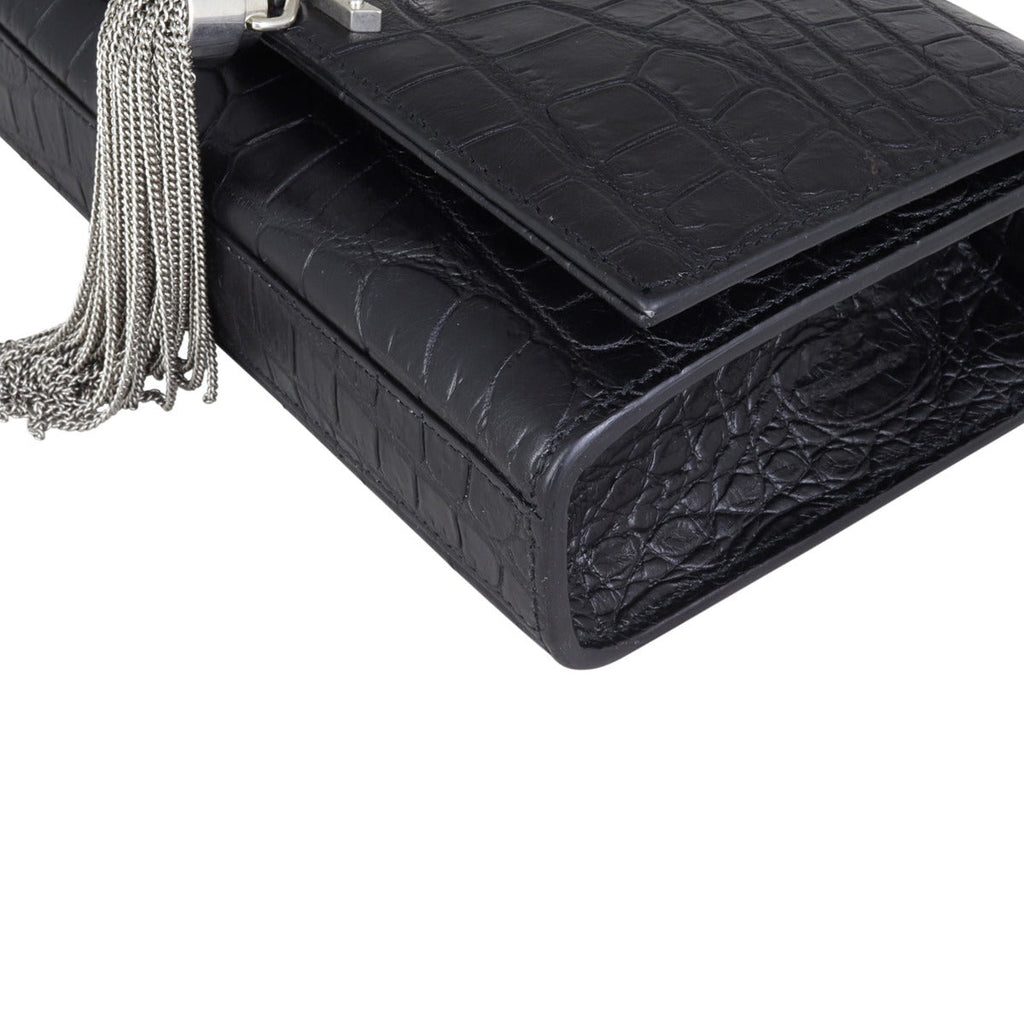 Saint Laurent Kate Tassel Chain Bag Small Croc-Embossed
