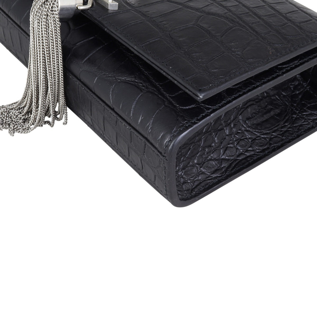 Saint Laurent Kate Tassel Chain Bag Small Croc-Embossed