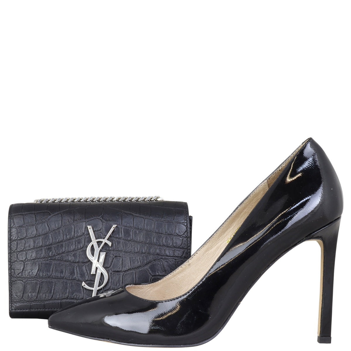 Saint Laurent Kate Tassel Chain Bag Small Croc-Embossed