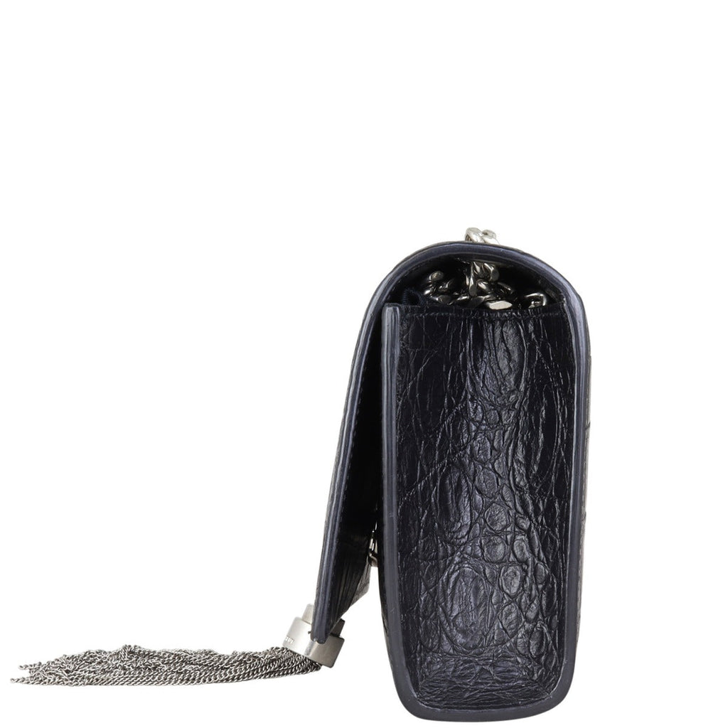 Saint Laurent Kate Tassel Chain Bag Small Croc-Embossed