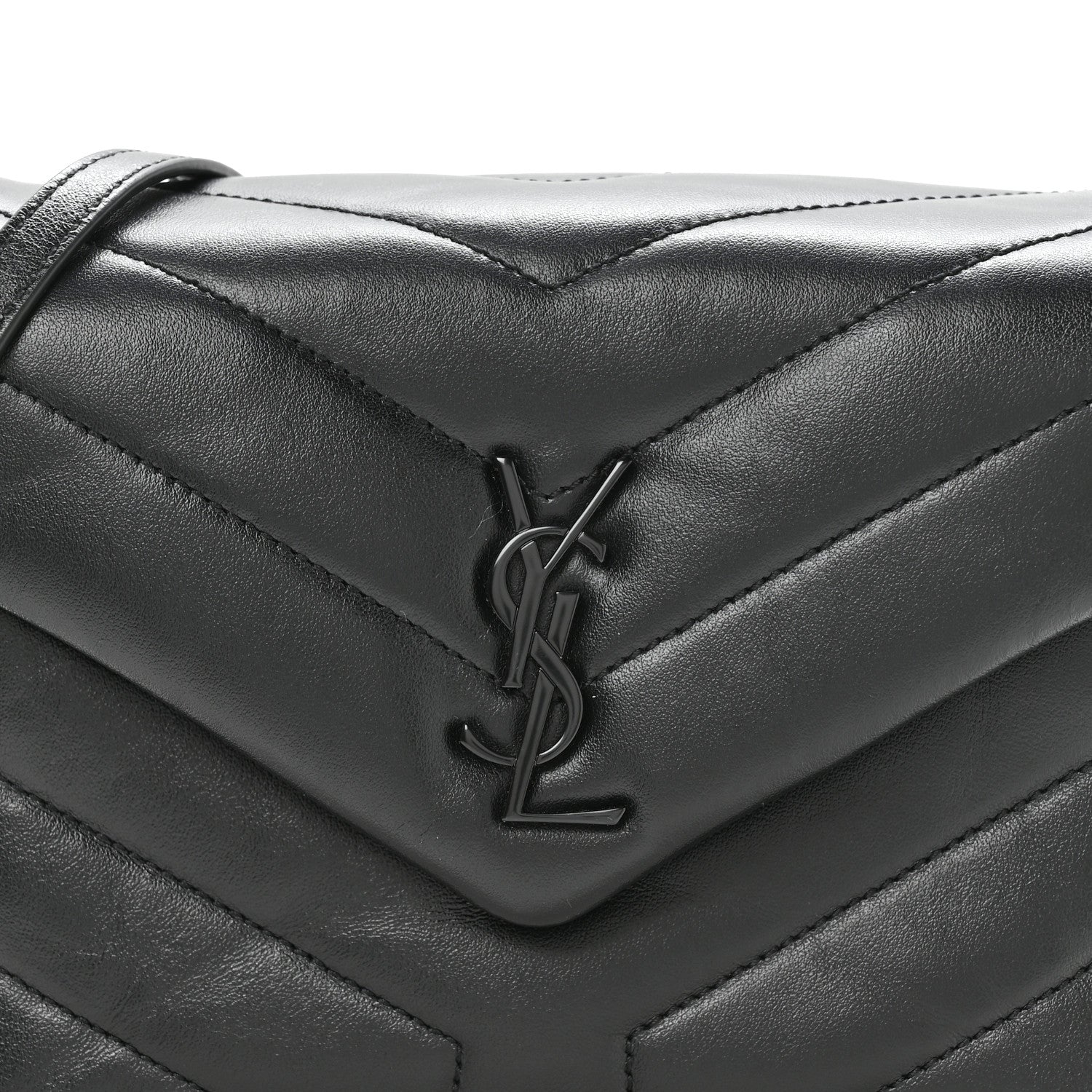 Calfskin Y Quilted Monogram Monochrome Toy Loulou Crossbody Bag Black