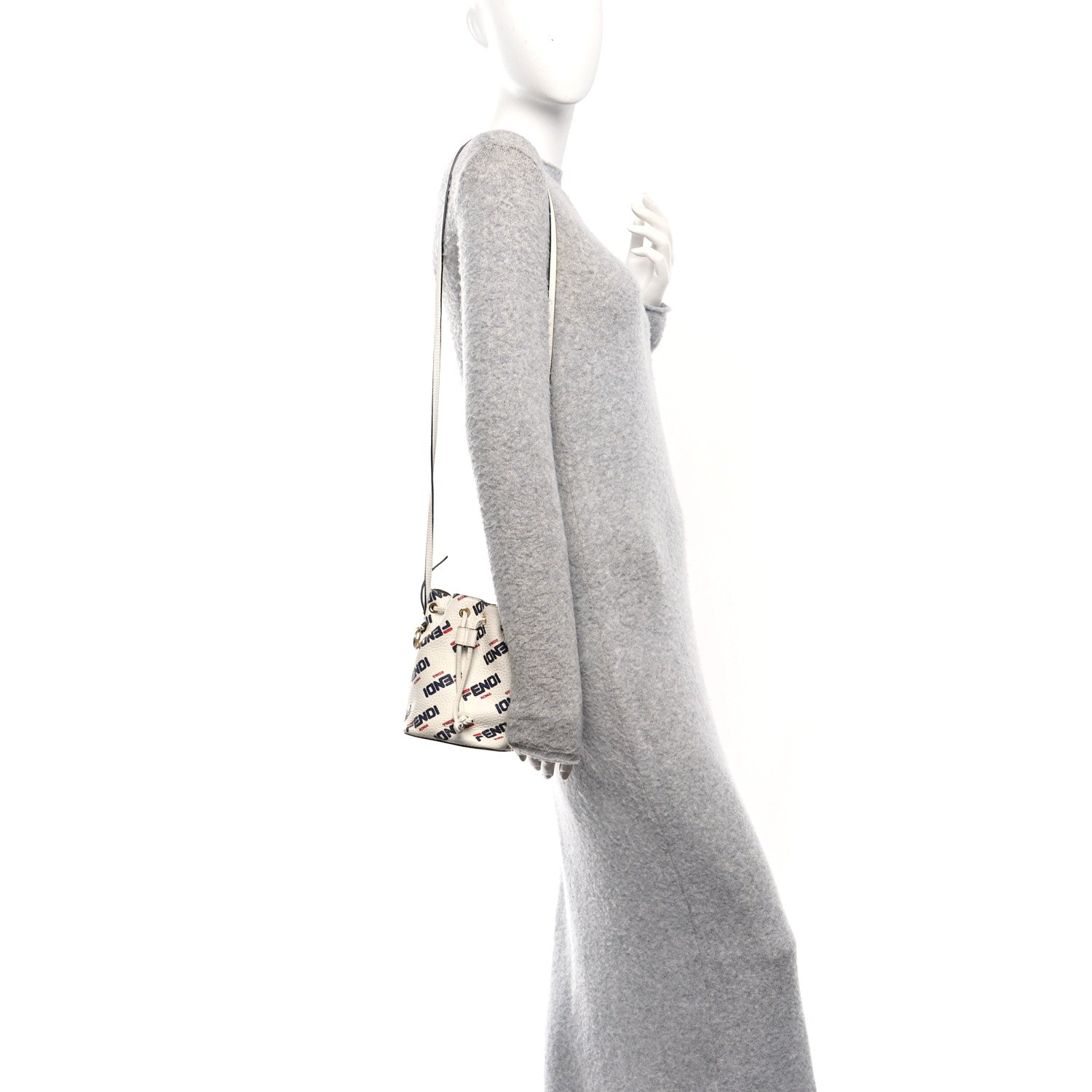 X FILA Vitello F is Fendi Mania Mini Mon Tresor Bucket Bag White