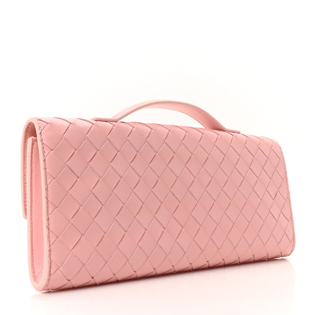 Nappa Intrecciato Long Andiamo Top Handle Clutch Rose