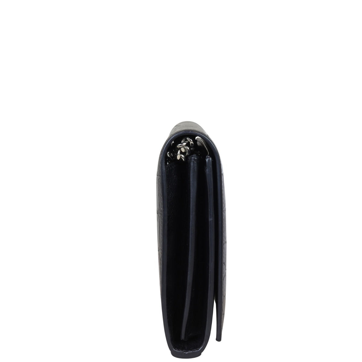 Saint Laurent Cassandre Chain Wallet Croc-Embossed