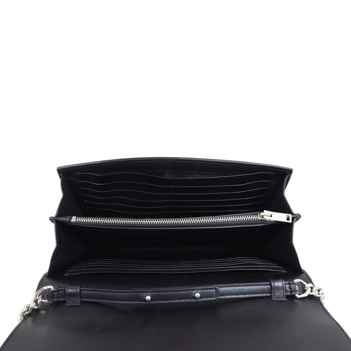 Saint Laurent Cassandre Chain Wallet Croc-Embossed