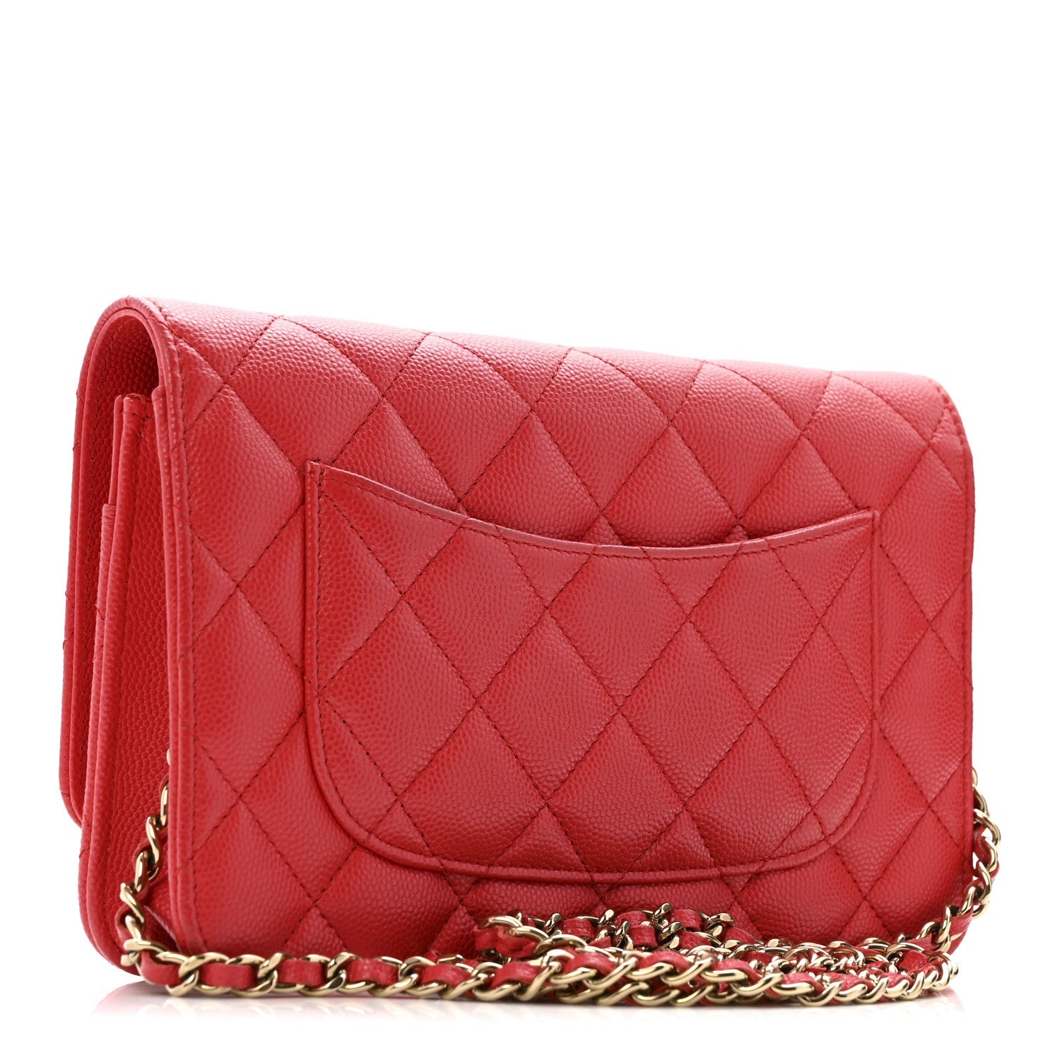 Caviar Quilted Wallet on Chain WOC Red