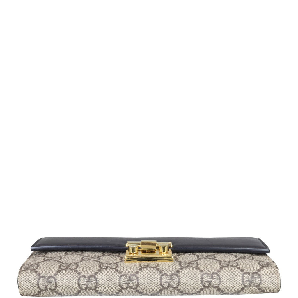 Gucci GG Supreme Continental Padlock Wallet on Chain