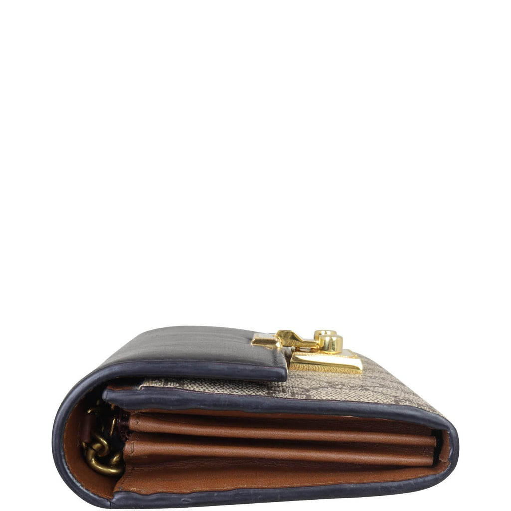 Gucci GG Supreme Continental Padlock Wallet on Chain