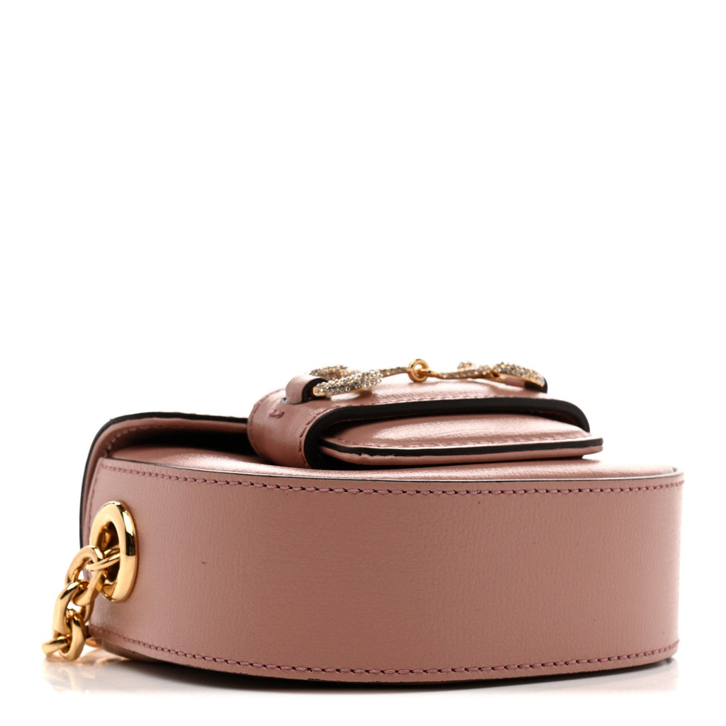 Azalea Calfskin Crystal GG Monogram Mini Horsebit 1955 Shoulder Bag Pink