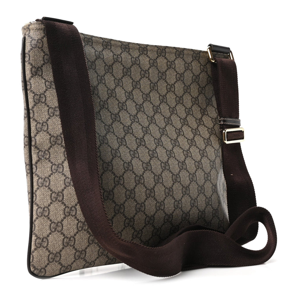 GG Supreme Monogram Medium Flat Messenger Bag Dark Brown
