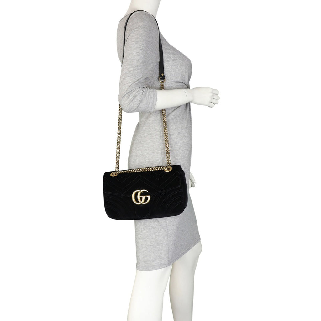 Gucci GG Marmont Small Velvet Shoulder Bag