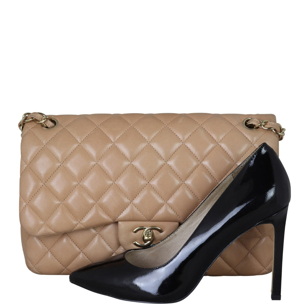 Chanel Classic Double Flap Jumbo | Beige Lambskin