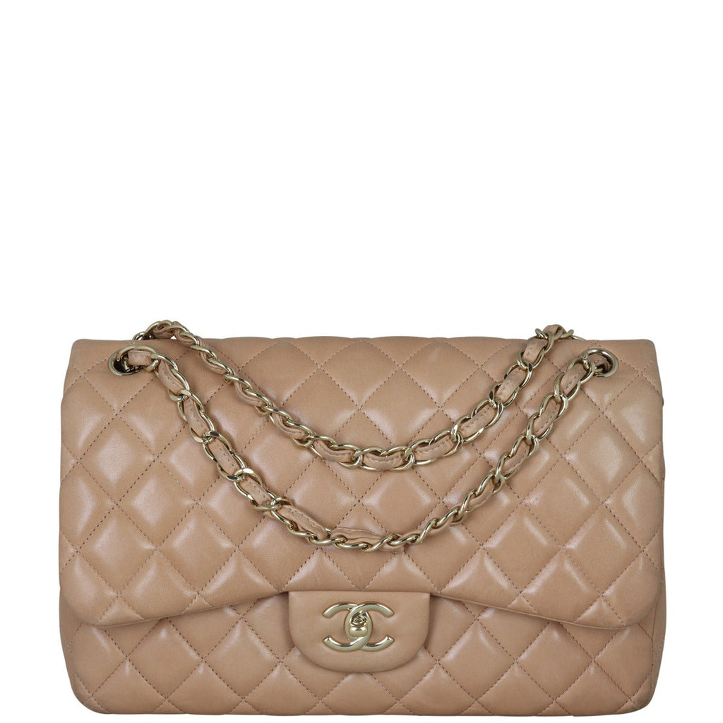 Chanel Classic Double Flap Jumbo | Beige Lambskin