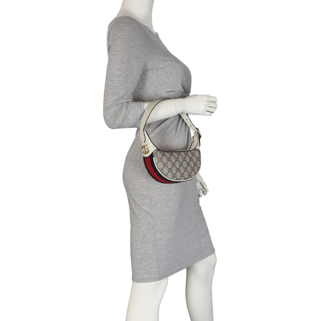 Gucci Ophidia GG Supreme Mini Crescent Shoulder Bag