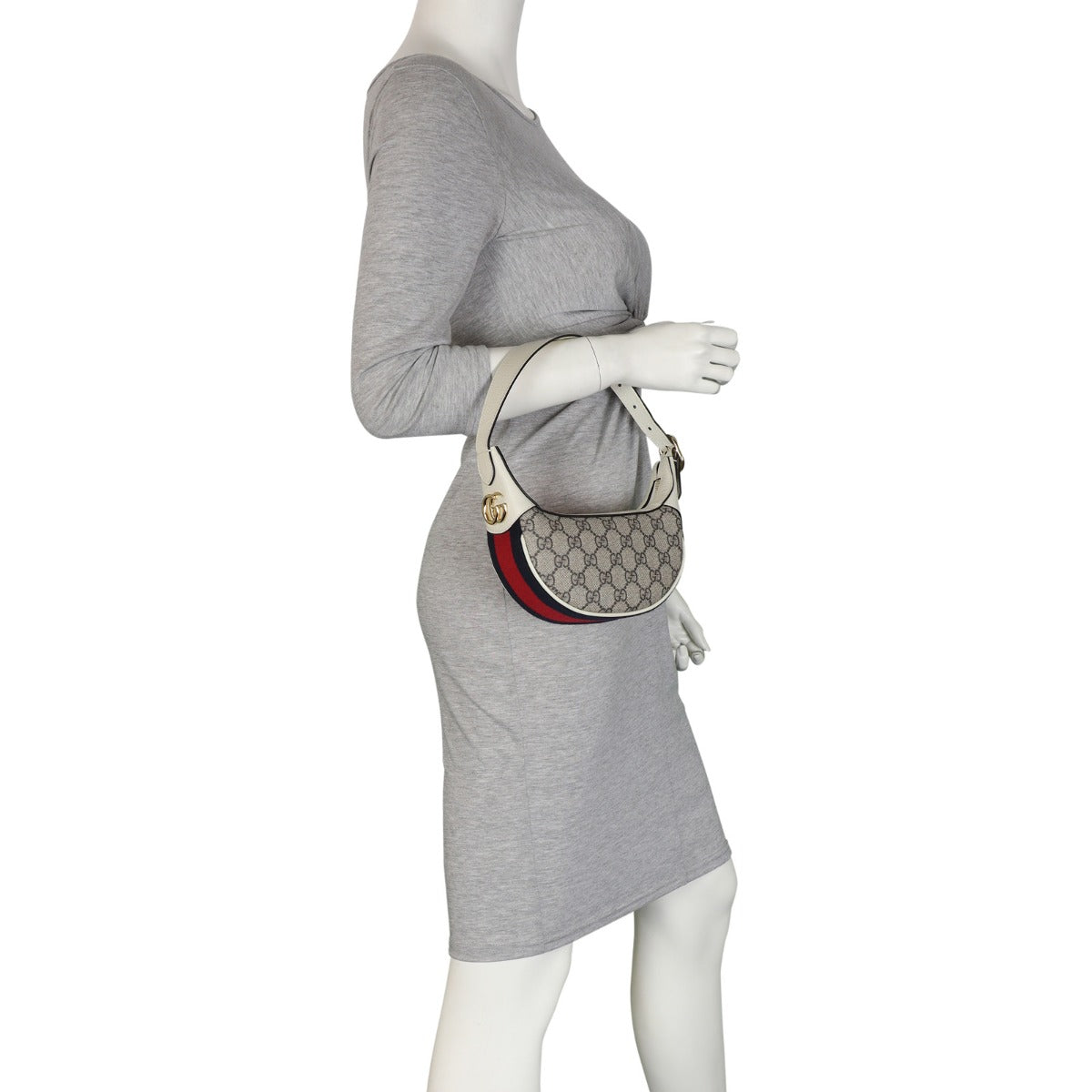 Gucci Ophidia GG Supreme Mini Crescent Shoulder Bag