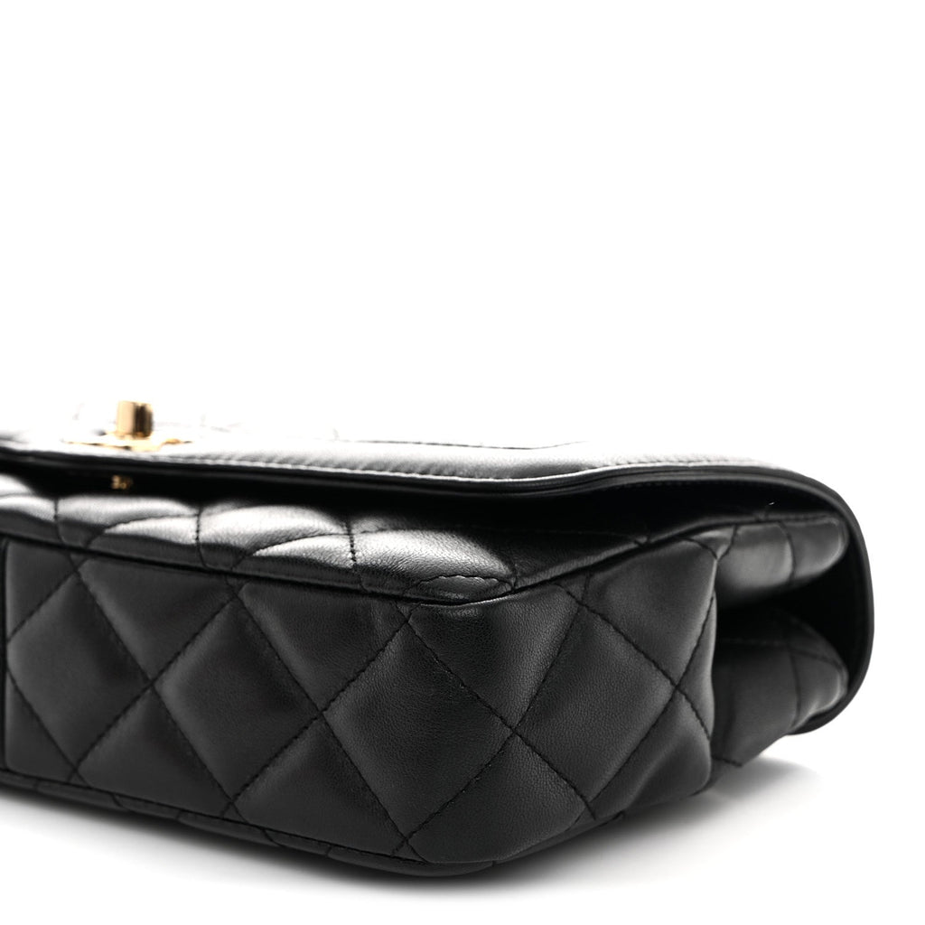 Lambskin Quilted Small Flap Bag Black