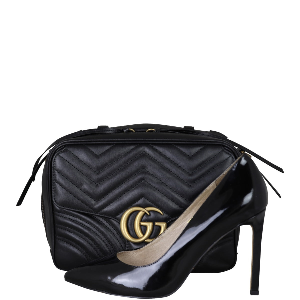 Gucci GG Marmont Zip Around Top Handle Camera Bag Small