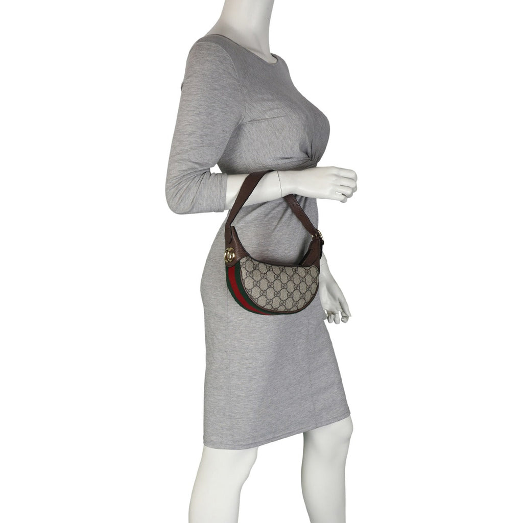 Gucci Ophidia GG Supreme Mini Crescent Shoulder Bag
