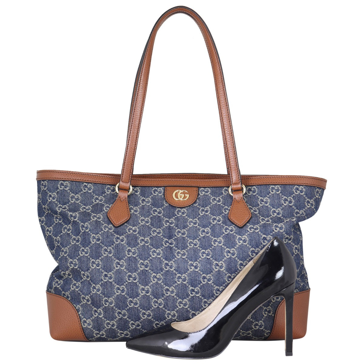 Gucci GG Denim Ophidia Tote Medium