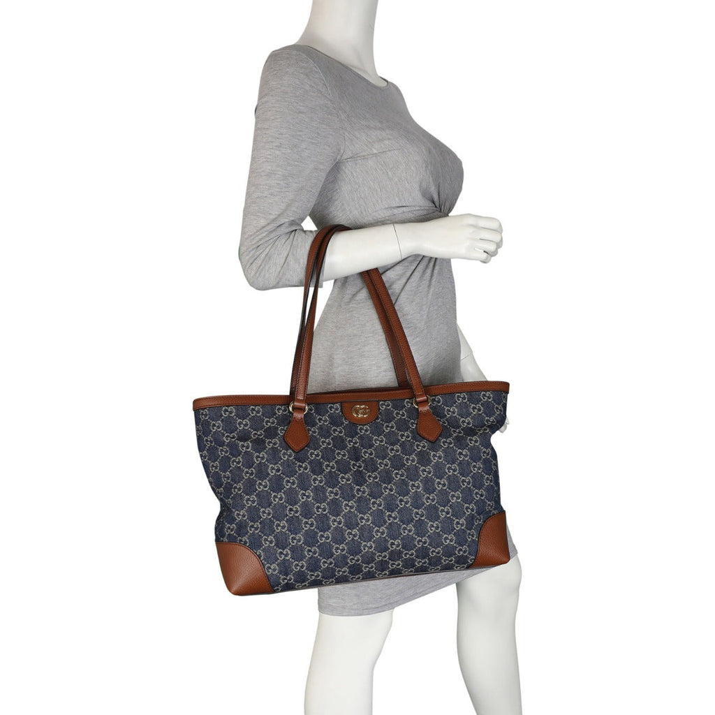 Gucci GG Denim Ophidia Tote Medium