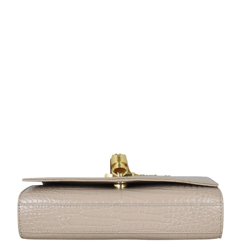 Saint Laurent Kate Tassel Chain Bag Small Croc-Embossed