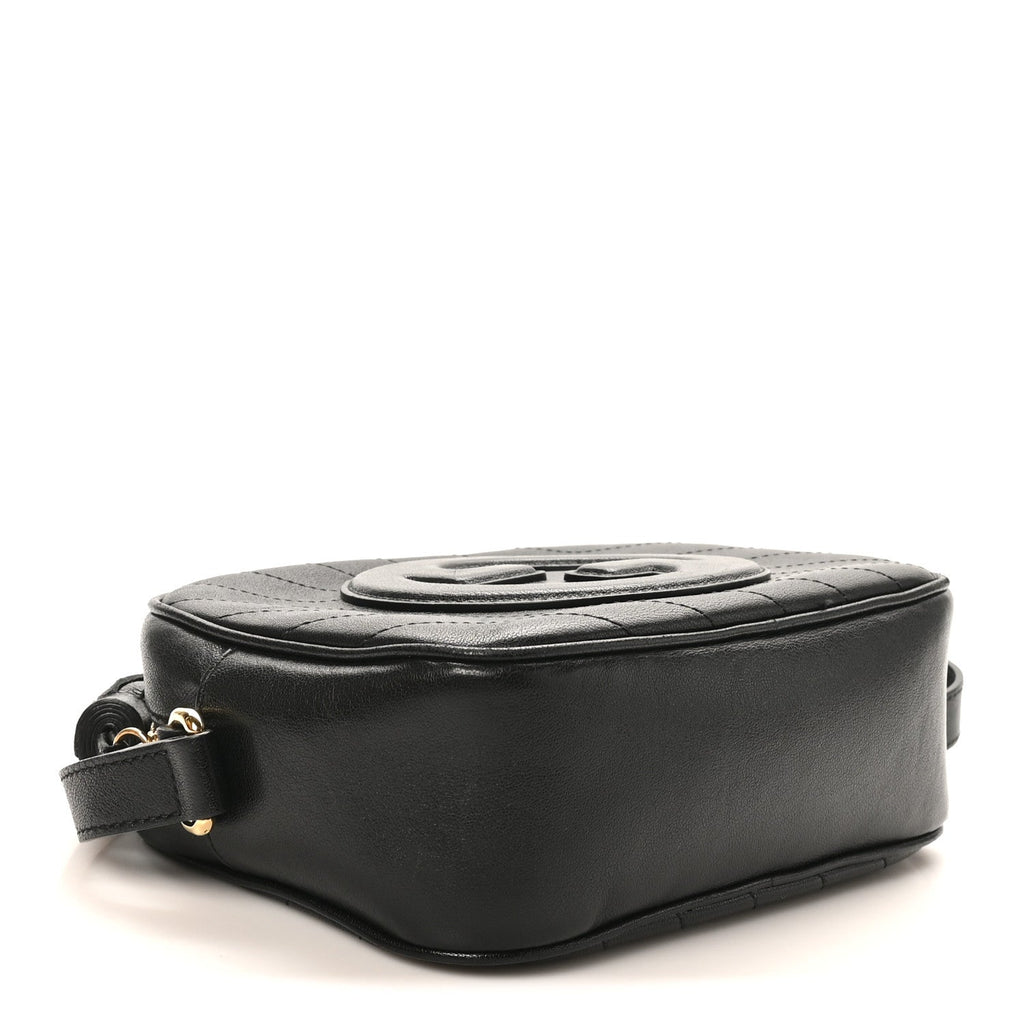 Sakai Be Green Calfskin Diagonal Stitched Small Blondie Shoulder Bag Black