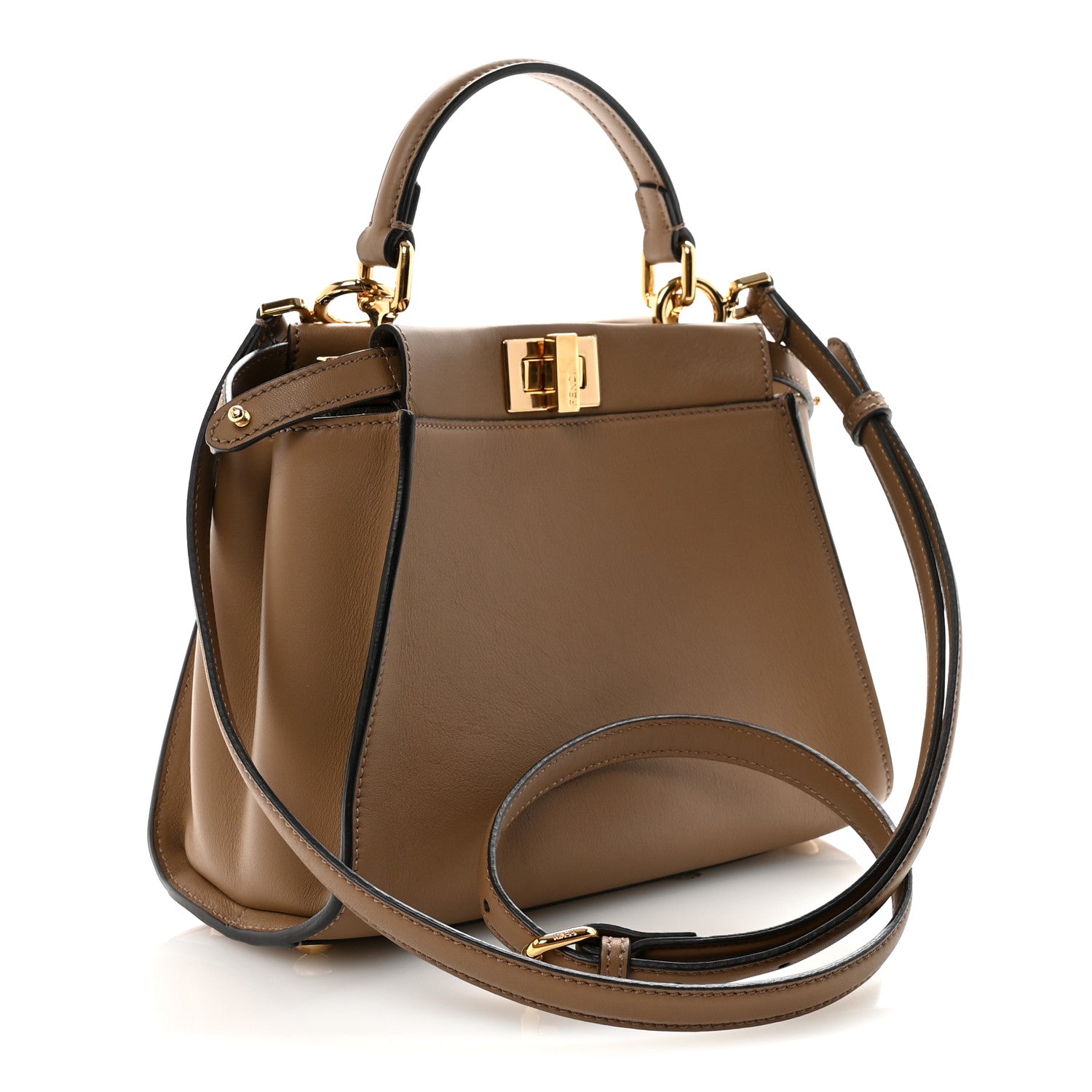 Vitello Seta Fabric Jacquard FF 1974 Mini Peekaboo Iconic Satchel Sand Tobacco Moro