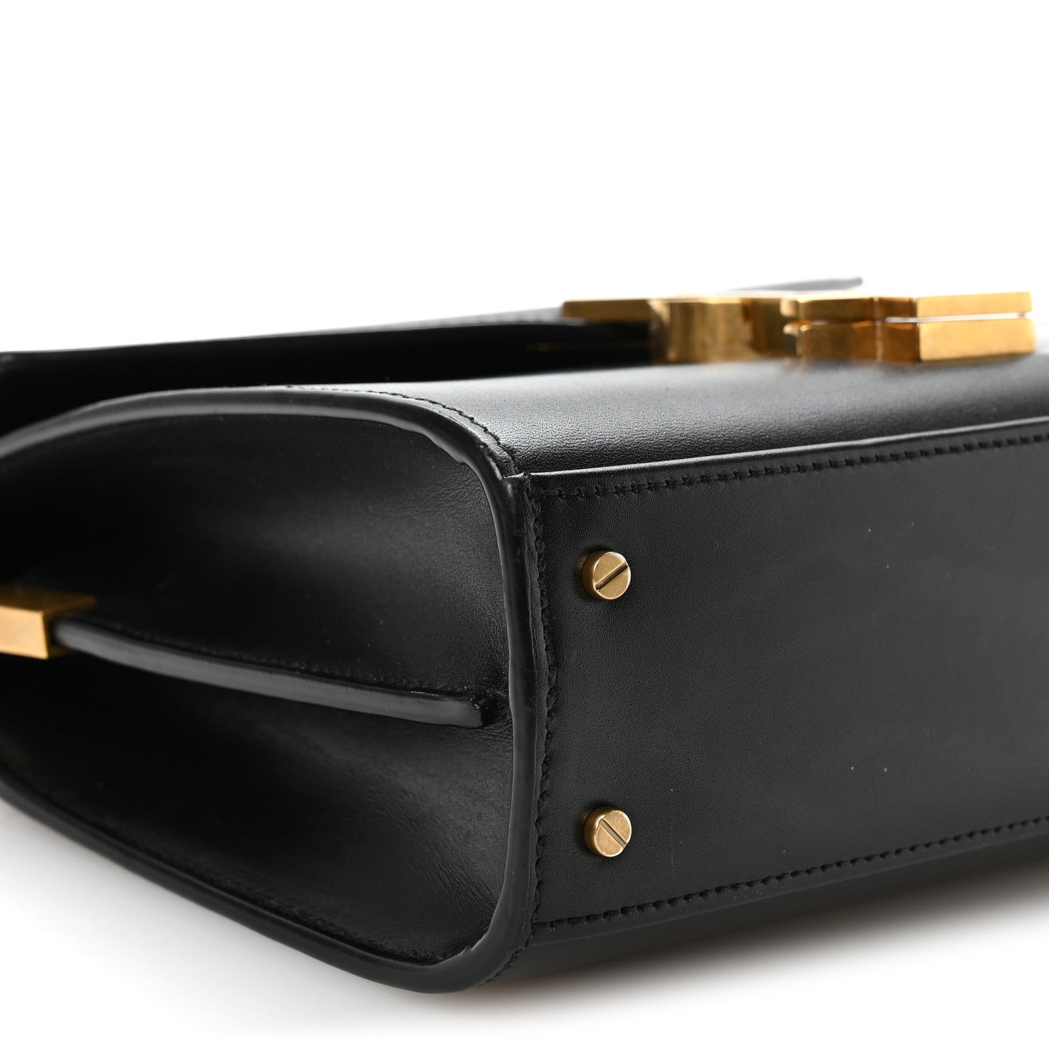 Calfskin Mini Classic Monogram Cassandra Top Handle Black