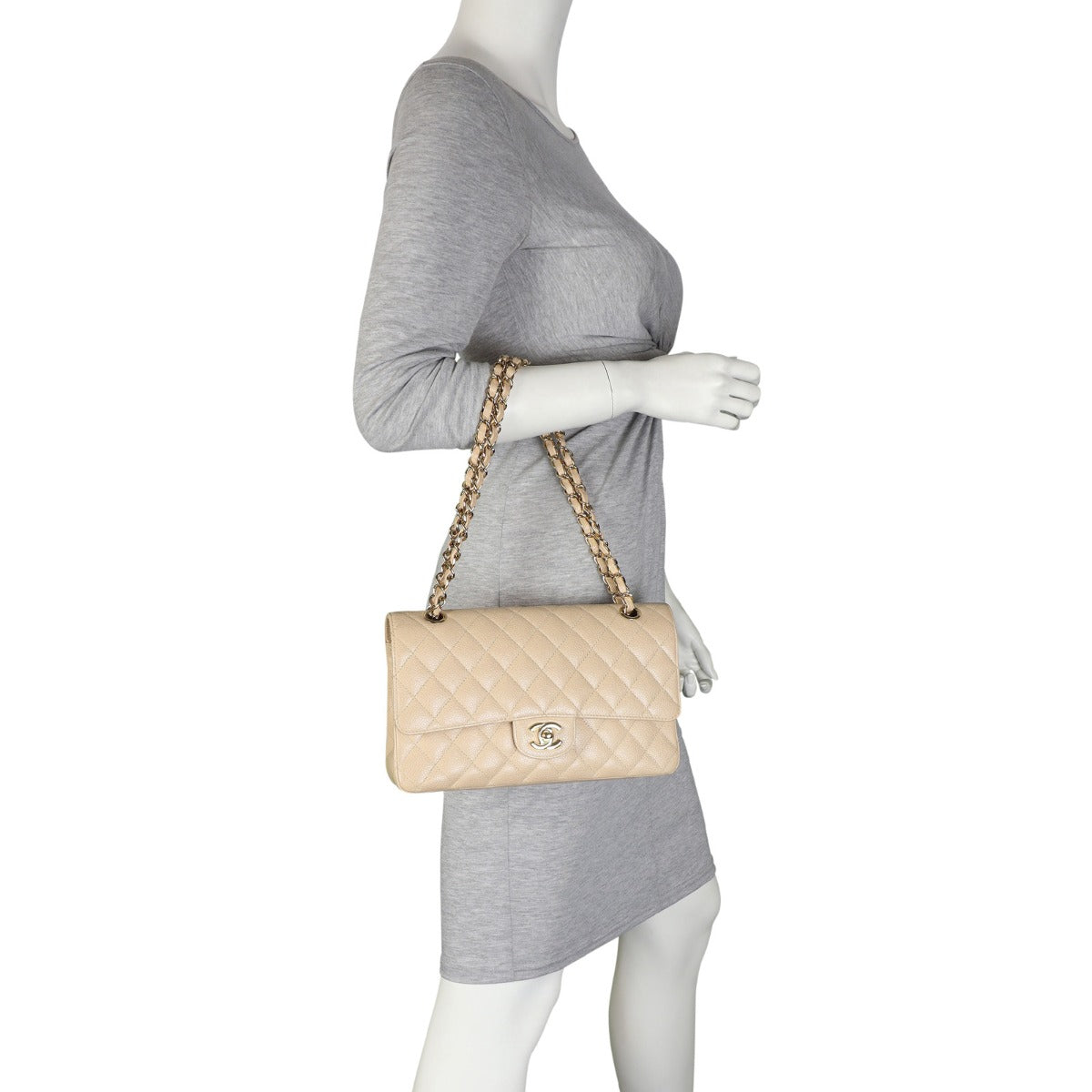 Chanel Classic Double Flap Medium | Beige Caviar