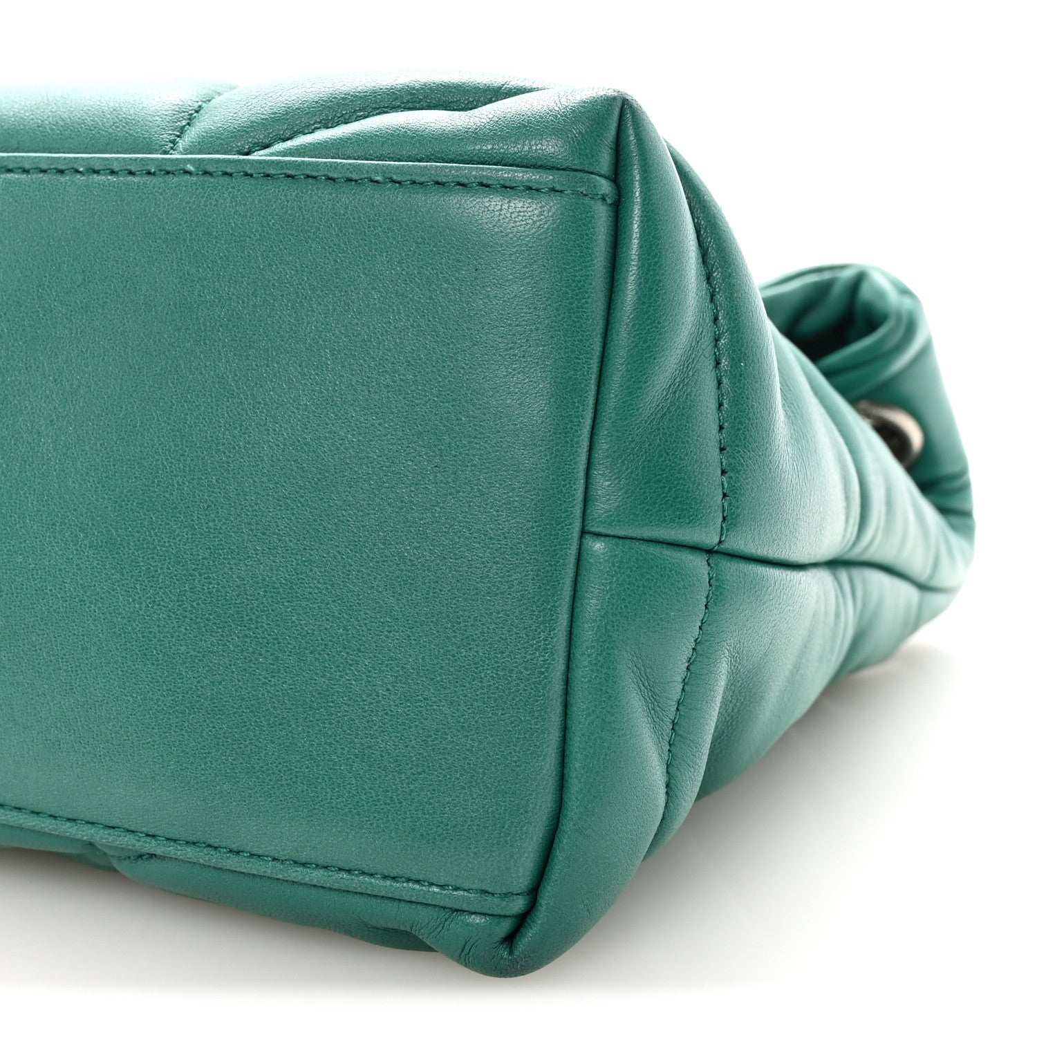 Lambskin Quilted Small Loulou Puffer Monogram Chain Satchel Green Field