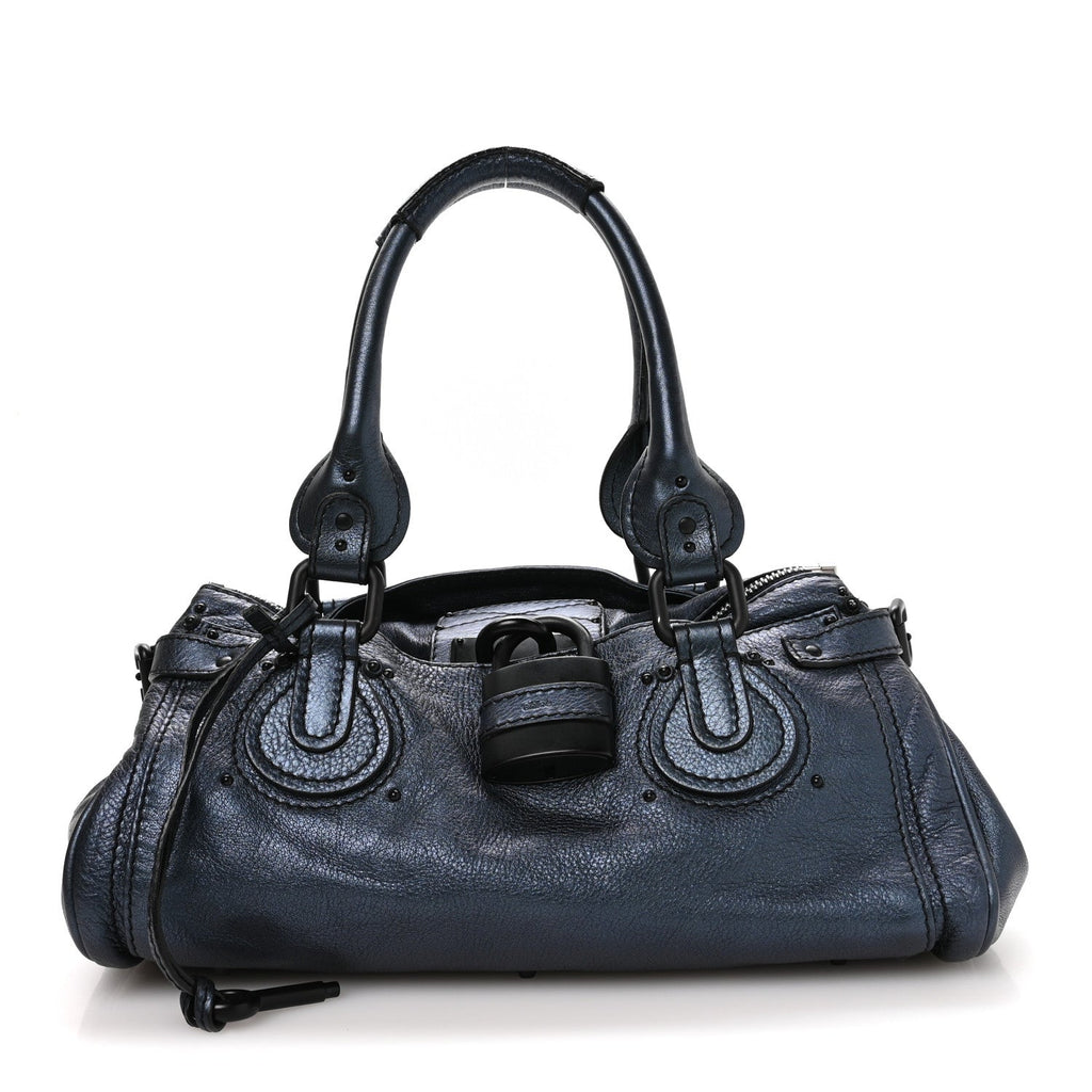 Metallic Calfskin Medium Paddington Satchel Blue
