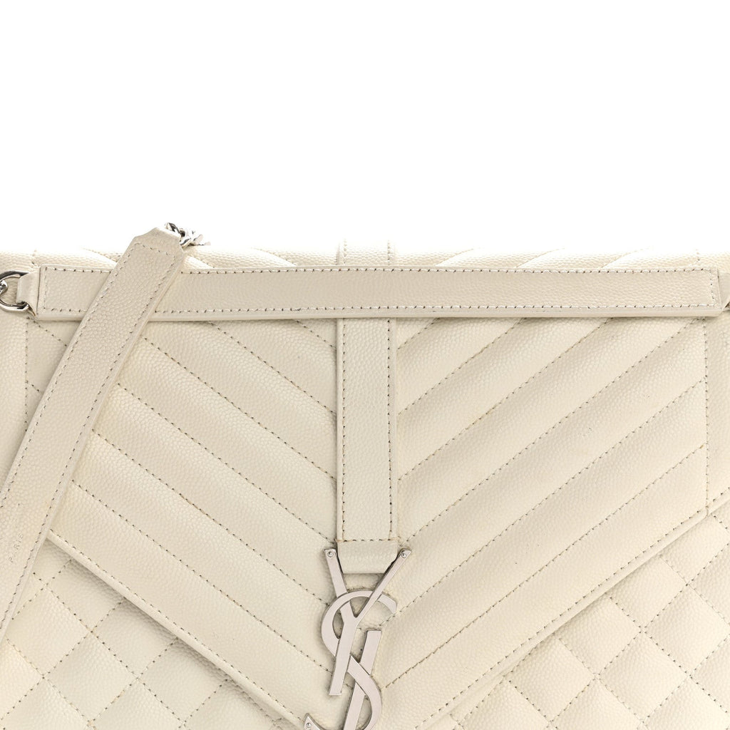 Grain De Poudre Textured Mixed Matelasse Large Triquilt Monogram Satchel Porcellana