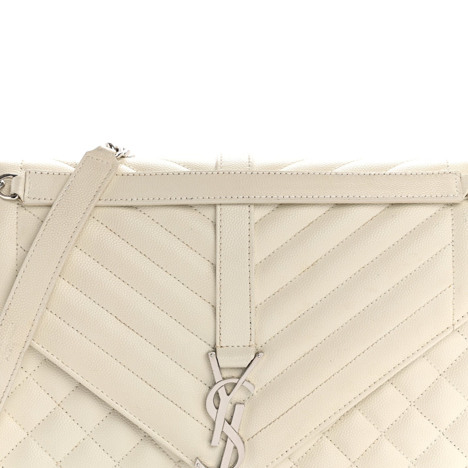 Grain De Poudre Textured Mixed Matelasse Large Triquilt Monogram Satchel Porcellana