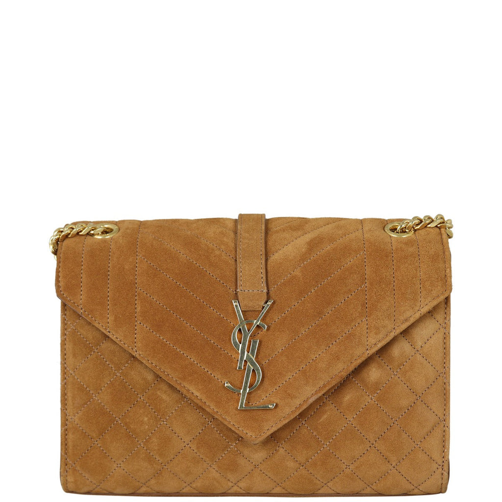 Saint Laurent Monogram Mix Matelasse Envelope Chain Bag Suede Medium