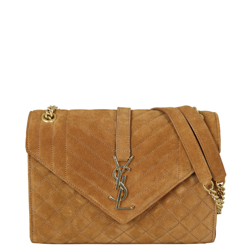 Saint Laurent Monogram Mix Matelasse Envelope Chain Bag Suede Medium