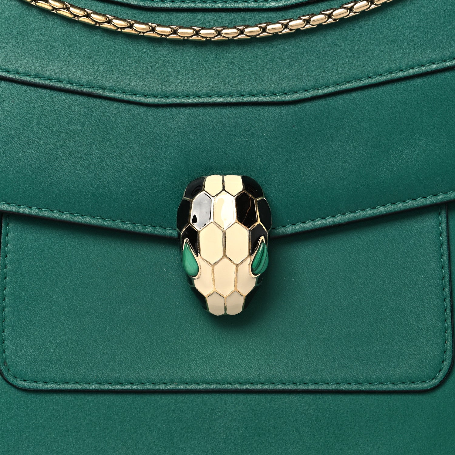 Calfskin Serpenti Forever Medium Shoulder Bag Emerald Green