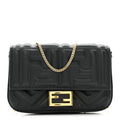 Nappa Matisse FF Embossed Nano Baguette Charm Black