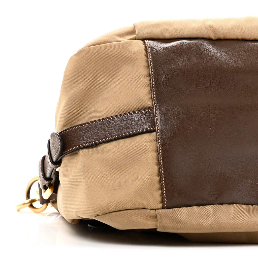Tessuto Nylon Vitello Daino Satchel Tabacco