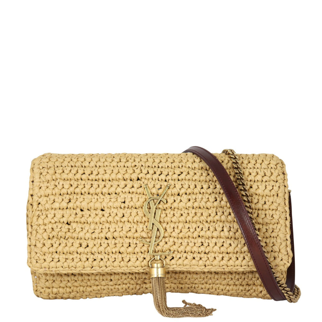 Saint Laurent Kate 99 Tassel Chain Bag Raffia